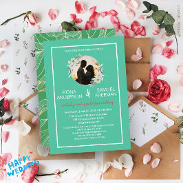 Invitación Elegante Moda Dark Green Gold Custom Wedding