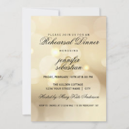 Invitación Elegante Moda de Bokeh de oro Ensayo de cena