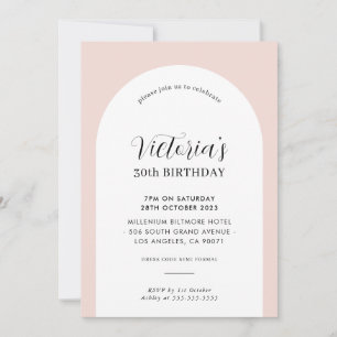 Invitación ELEGANTE moda de cumpleaños ARCH negro rosa modern