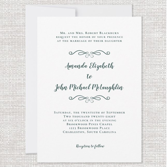 Invitación Elegante Moda de guión Boda formal verde esmeralda (Subido por el creador)