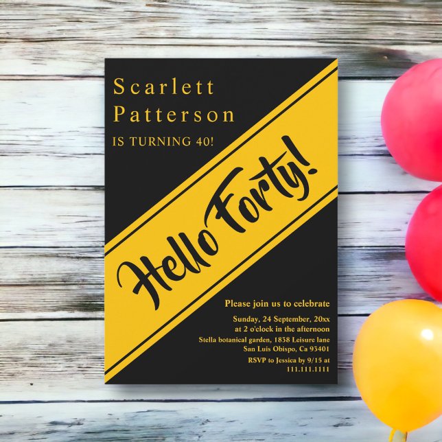 Invitación Elegante Moda de lujo negro y oro 40 cumpleaños (Subido por el creador)