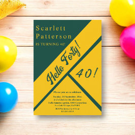 Invitación Elegante Moda De Lujo Verde Y Oro 40 Años