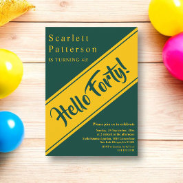 Invitación Elegante Moda De Lujo Verde Y Oro 40 cumpleaños