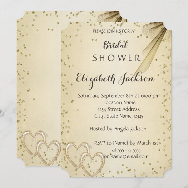 Invitación Elegante Moda Diamonds Bridal Shower (Anverso / Reverso)