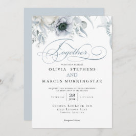 Invitación Elegante Moda Dusty Floral Azul