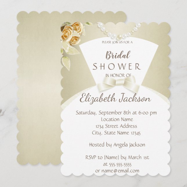 Invitación Elegante Moda Elegante, Vestido de novia Ducha de  (Anverso / Reverso)