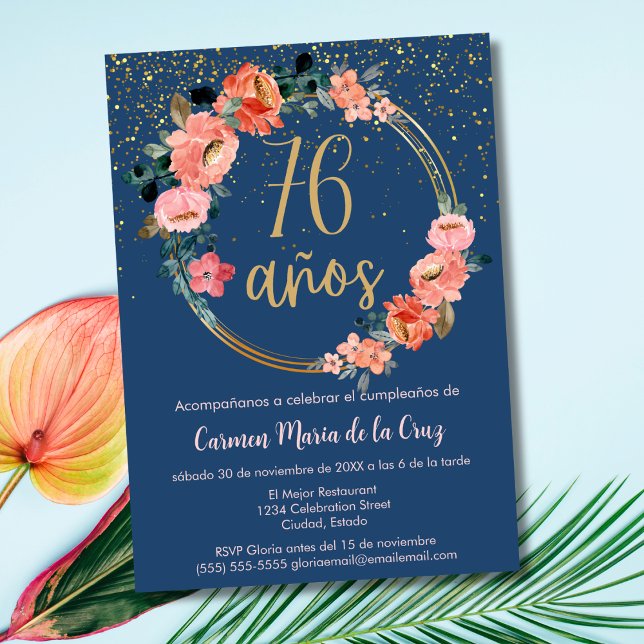 Invitación Elegante Moda española Fiesta de cumpleaños 76 (Subido por el creador)