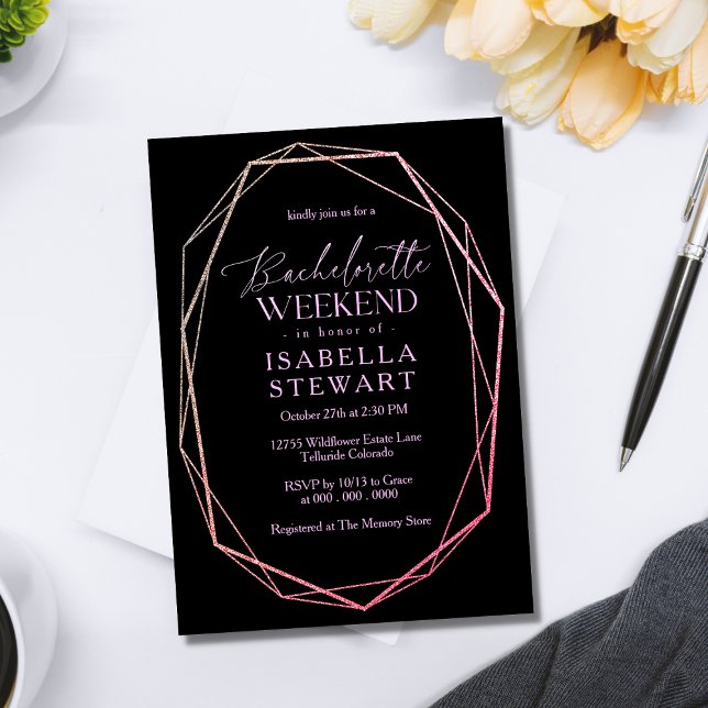 Invitación Elegante Moda estética oscura bachillerato geométr (Subido por el creador)