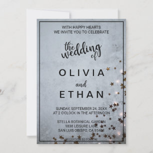 Invitación Elegante moda estrellas de color gris rústico Boda