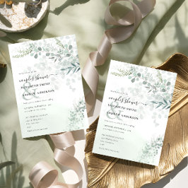 Invitación Elegante Moda Eucalyptus Ducha Pareja