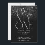 Invitación Elegante Moda Fiesta de cumpleaños 21 negro<br><div class="desc">Moderna invitación minimalista de cumpleaños 21 con un diseño sencillo con elegante tipografía de moda.</div>
