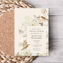Invitación Elegante Moda floral de tierra crema ducha de novi