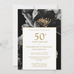 Invitación Elegante Moda floral moderna 50 años