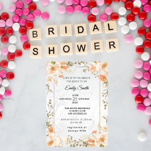 Invitación Elegante Moda Floral Watercolor Bridal Shower