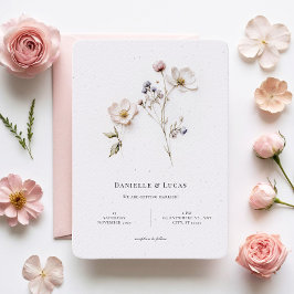 Invitación Elegante Moda Flores Roneado Estilo Esquina Boda