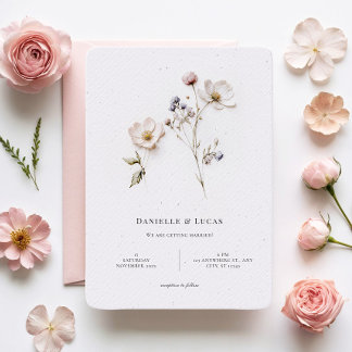 Invitación Elegante Moda Flores Roneado Estilo Esquina Boda