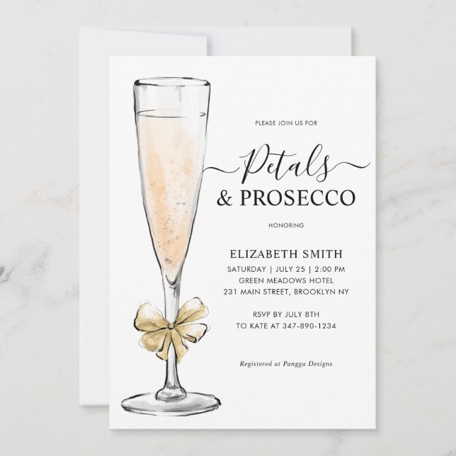 Invitación Elegante Moda Gafas de Oro Prosecco Ducha Bridal (Anverso)