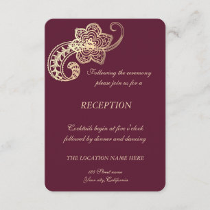 Invitación Elegante Moda Gold Paisley Wedding