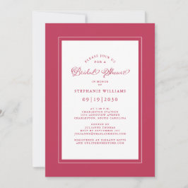 Invitación Elegante Moda Magenta Boda Rojo Ducha Bridal