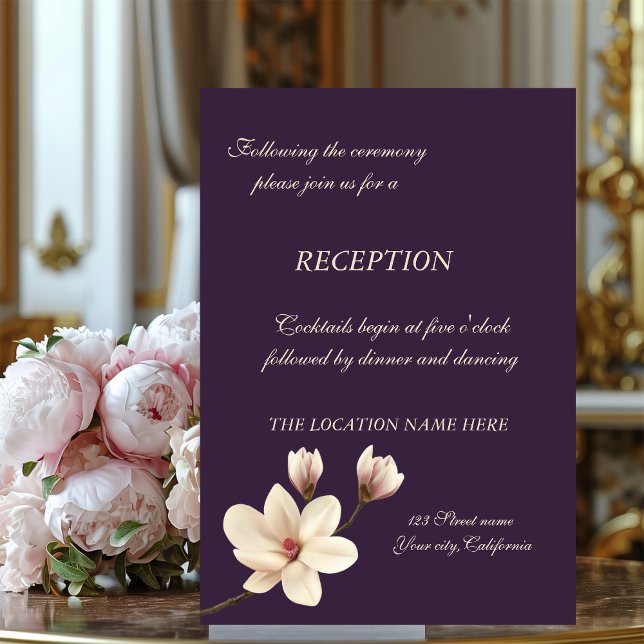 Invitación Elegante Moda Magnolia Boda Recepción (Subido por el creador)