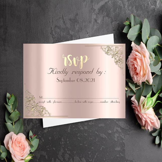 Invitación Elegante Moda marco dorado Rosa Gold RSVP (Subido por el creador)