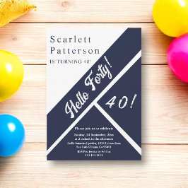 Invitación Elegante Moda Marina Azul Blanco Moderno 40 cumple