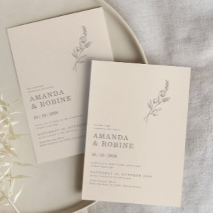 Invitación Elegante Moda Minimalista deja Boda de flores