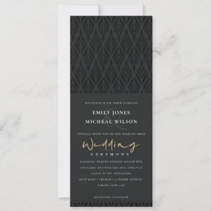 INVITACIÓN ELEGANTE MODA MODERNA ART DECO BODA DE ORO NEGRO