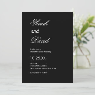 Invitación Elegante moda moderna texto boda blanco y negro
