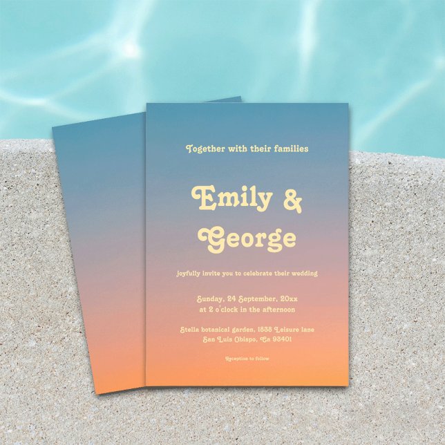 Invitación Elegante Moda Naranja Azul Boda Sky Sunset (Subido por el creador)