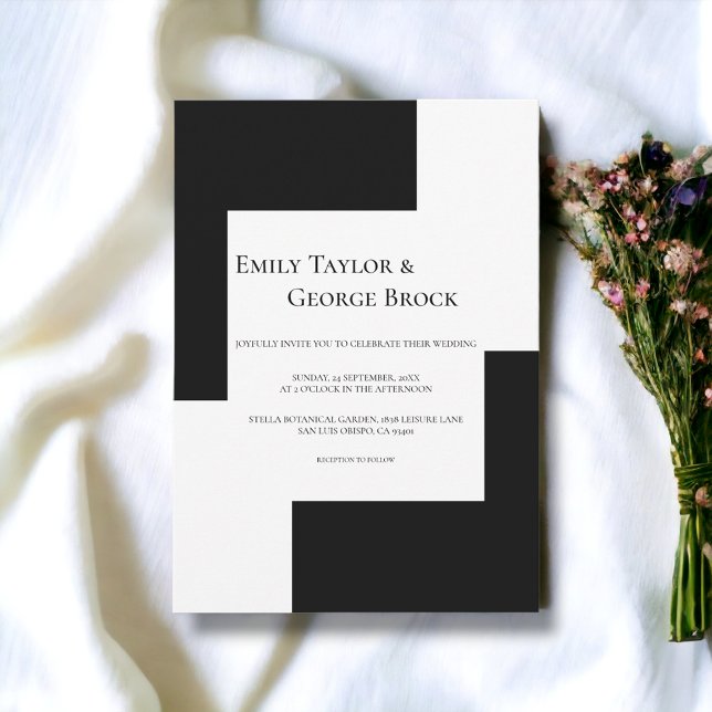 Invitación Elegante Moda Negro Y Blanco Moderno Boda Simple (Subido por el creador)