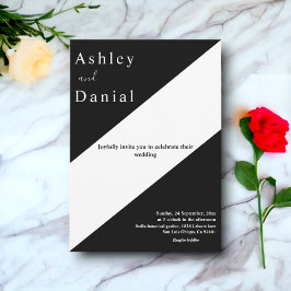 Invitación Elegante Moda Negro Y Blanco Moderno Boda Simple