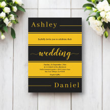 Elegante Moda Negro Y Gold Stripes Boda De Lujo