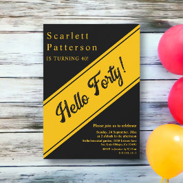 Invitación Elegante Moda Negro Y Oro Lujo 40 cumpleaños