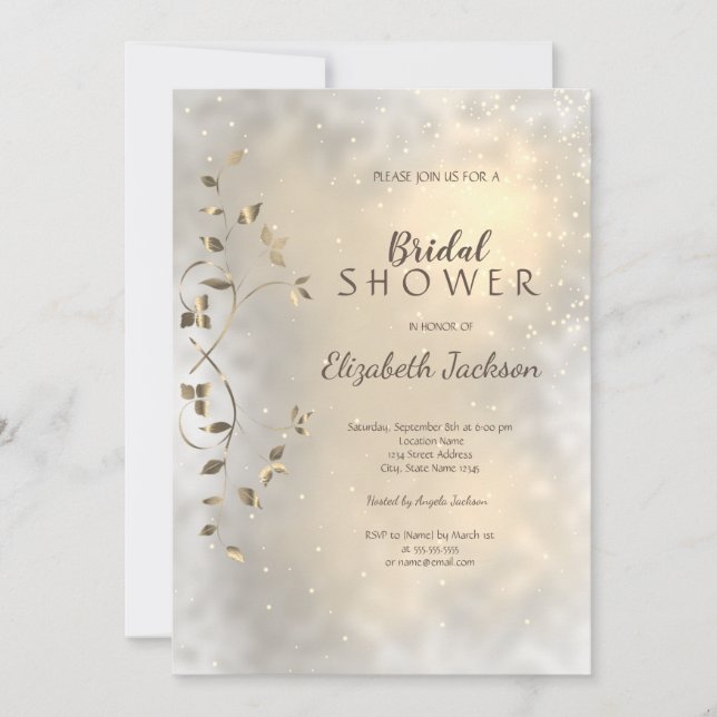 Invitación Elegante Moda Oro deja ducha de novia (Anverso)