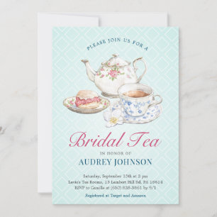 Invitación Elegante Moda Pastel Bridal Ducha Tea Floral