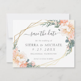 Invitación Elegante Moda Peach Cream Gold Floral Save the Dat