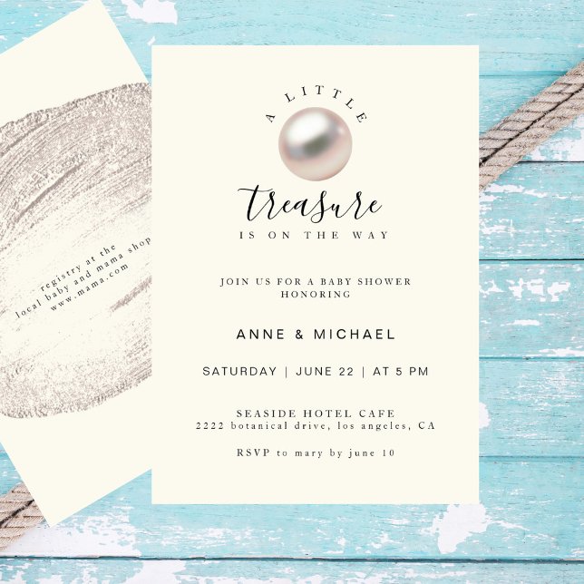 Invitación Elegante Moda Pearl Little Treasure Baby Shower (Subido por el creador)