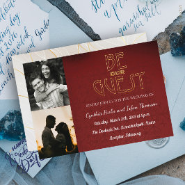 Invitación Elegante Moda Personalizado negro y rojo 2 Boda de