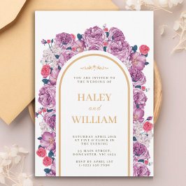 Invitación Elegante Moda Polvoriento morado y dorado Boda flo