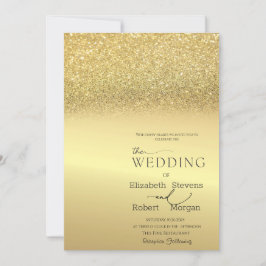 Invitación Elegante Moda Purpurina de oro Bokeh Wedding Invit
