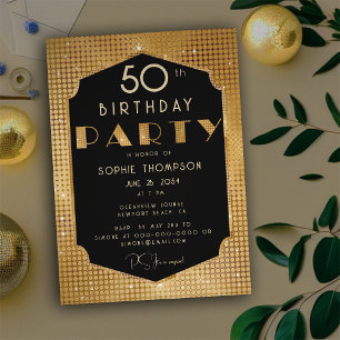 Invitación Elegante Moda Purpurina de oro fiesta de cumpleaño