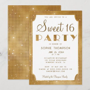 Invitación Elegante Moda Purpurina de oro secuelas dulces 16 