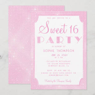 Invitación Elegante Moda Purpurina rosado Secuencias dulces 1