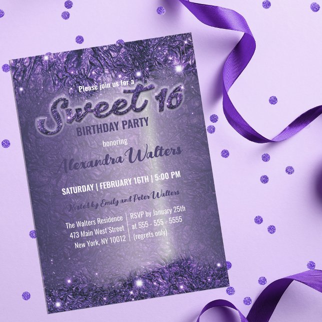 Invitación Elegante Moda Relieve metalizado espumoso morado d (Subido por el creador)