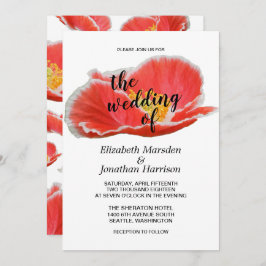 Invitación Elegante Moda Rojo Poppies Boda Floral