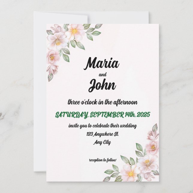 Invitación Elegante Moda Romántica Clásica Clásica Inv Rosa (Anverso)