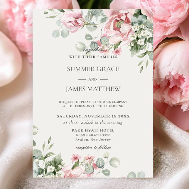 Invitación Elegante Moda romántica Rubor Boda floral rosa (Subido por el creador)