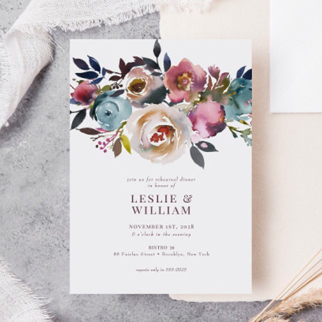 Invitación Elegante Moda Romántico Rosa de ensayo Cena (Subido por el creador)