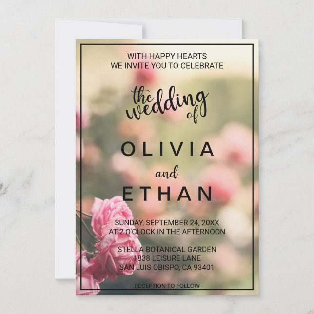 Invitación Elegante Moda Rosa Rosa Blossom Boda Floral (Anverso)